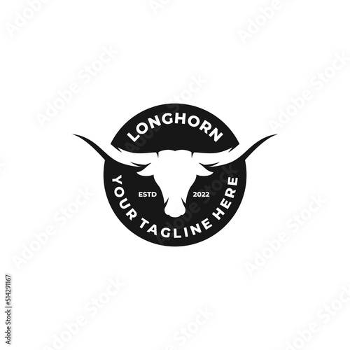 Longhorn simple flat logo design vector