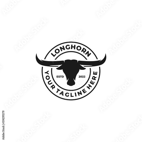 Longhorn simple flat logo design vector