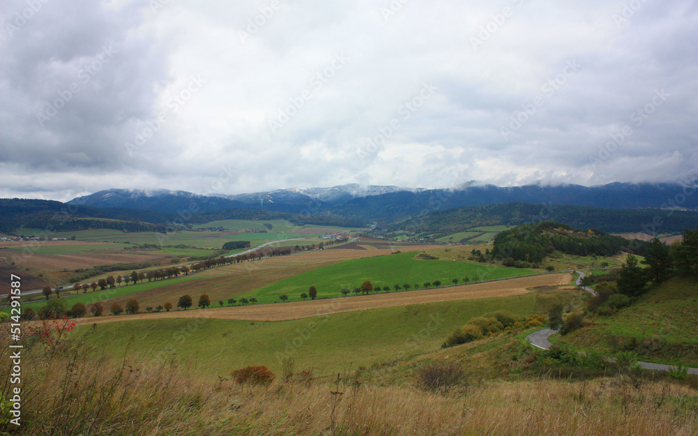 Rural mountain landscape in the Carpathians