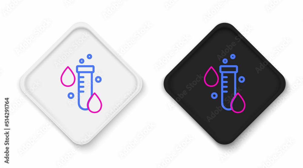 Line Test tube with water drop icon isolated on white background. Colorful outline concept. Vector