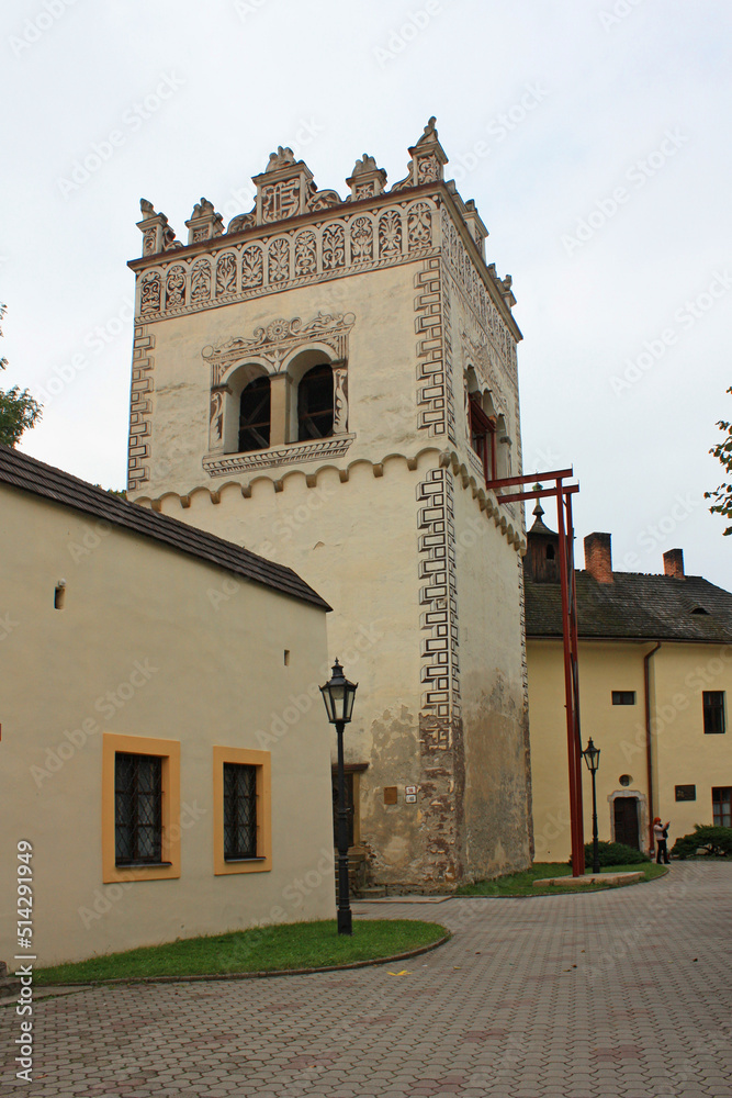 Bell tower of the Basilica of the Holy Cross in Kezmarok, Slovakia	
