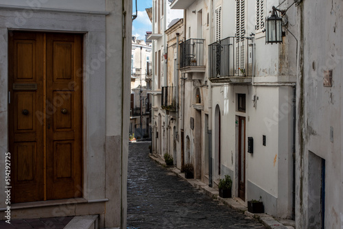 Enchanted empty alleyway in Monte Sant Angelo, Gargano peninsula in Southern Italy