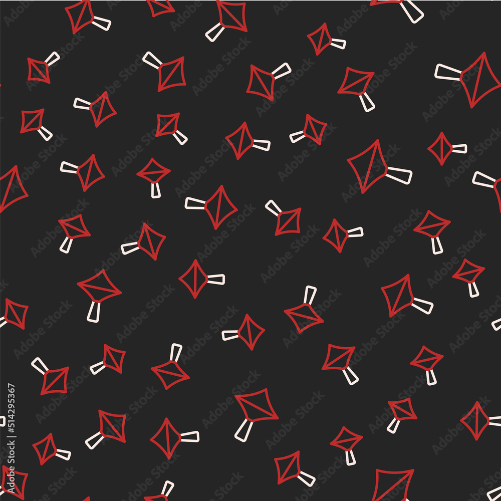 Line Whirligig toy icon isolated seamless pattern on black background. Vector