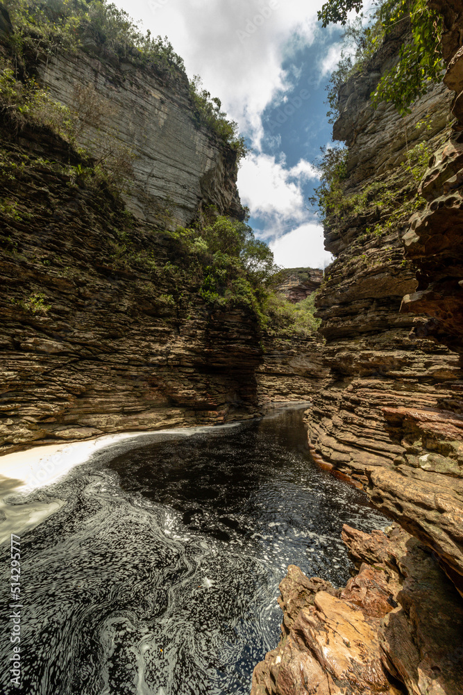 Obraz premium waterfall in the city of Ibicoara, Chapada Diamantina, State of Bahia, Brazil