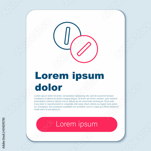 Line Toothache painkiller tablet icon isolated on grey background. Tooth care medicine. Capsule pill and drug. Pharmacy design. Colorful outline concept. Vector