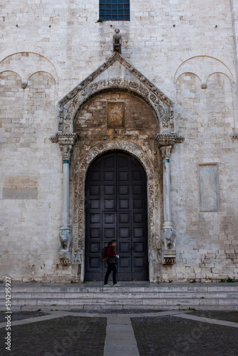 Facade of iconic basilica San Nicola in downtown Bari  Southern Italy