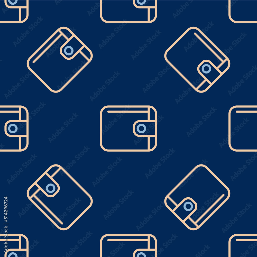 Line Wallet icon isolated seamless pattern on blue background. Purse icon. Cash savings symbol. Vector Line Wallet icon isolated seamless pattern on blue background. Purse icon. Cash savings symbol. Vector