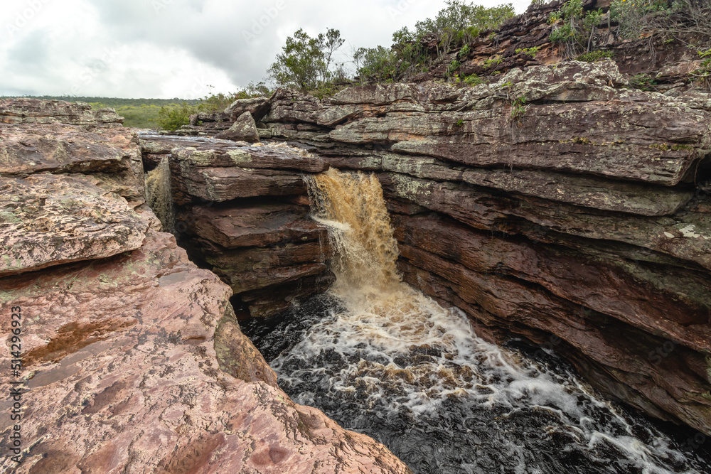 Naklejka premium waterfall in the city of Ibicoara, Chapada Diamantina, State of Bahia, Brazil