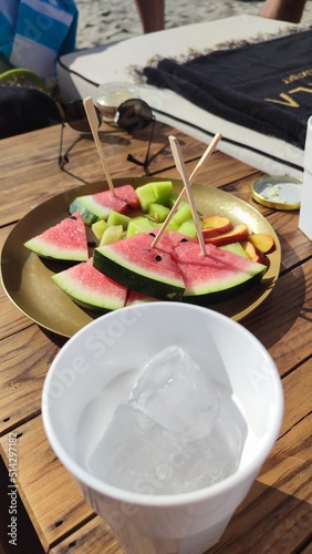 table setting at the beach