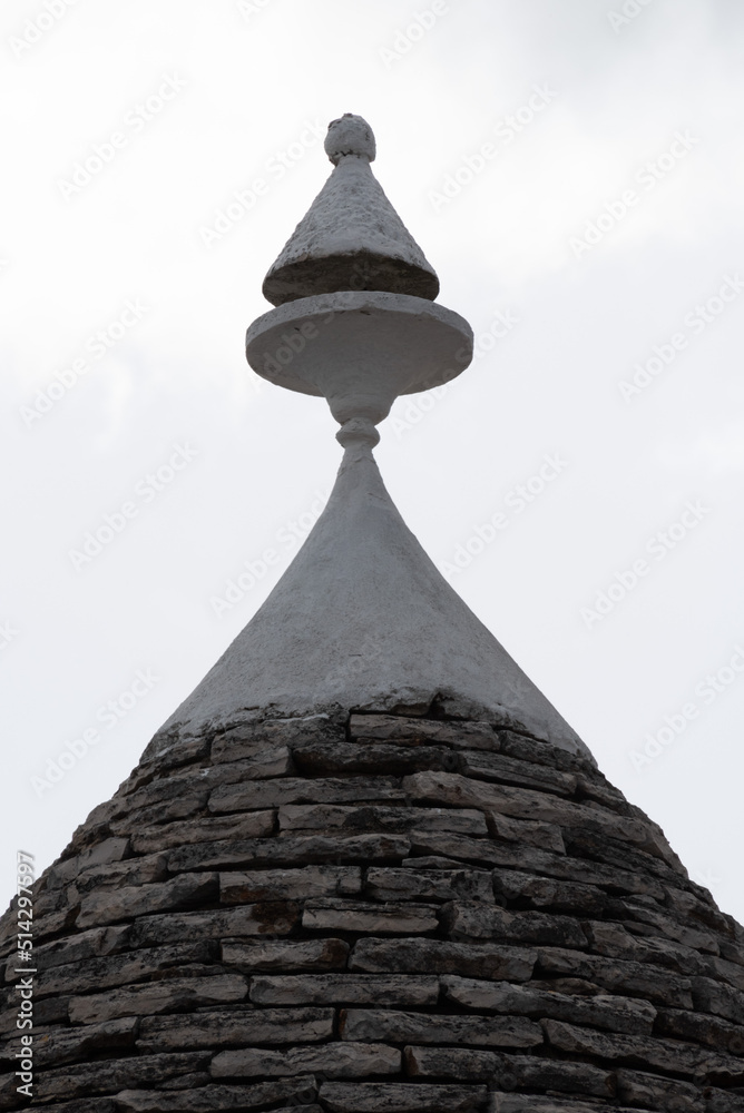 Typical pilled stone roof of a trullo in Alberobello, Southern Italy