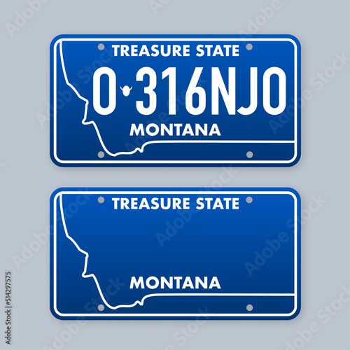 License plate of montana. Car number plate. Vector stock illustration.