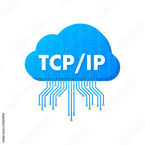 TCP IP - Transmission Control Protocol. Internet Protocol. Vector stock illustration.
