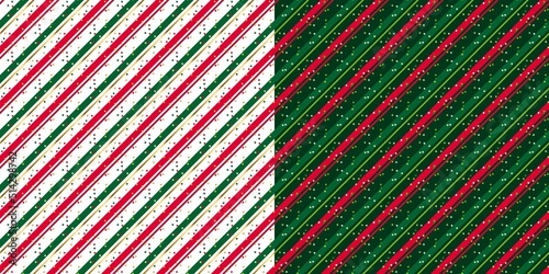 Winter stripes pattern, classic Xmas red and green