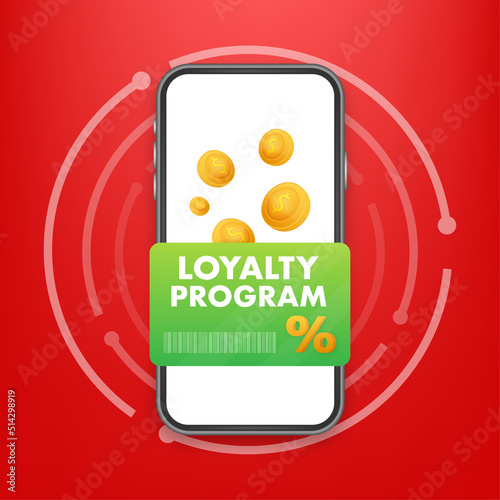 Loyalty program in flat style. Discount coupon. coupon reward. Discount, loyalty program, promotion.