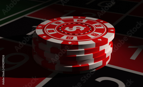 Photography Stack of Gambling Chips on Table