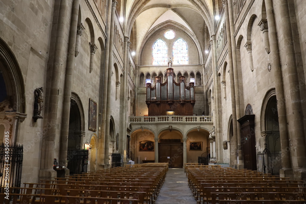 L'église collégiale Saint Barnard, construite au 9ème siècle, intérieur de l'église, village de Romans sur Isère, France