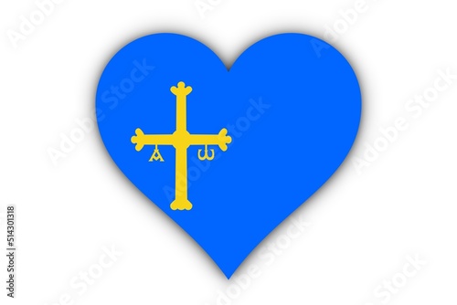 Quadro em tela Bandera del Principado de Asturias en corazón