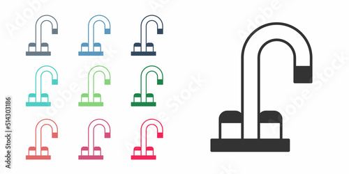 Black Water tap icon isolated on white background. Set icons colorful. Vector