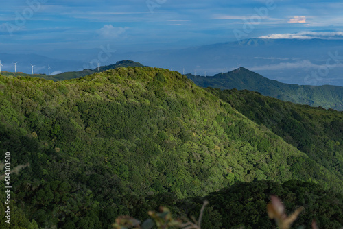 view of wind turbines of santa ana from mountains
