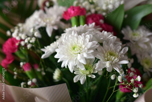 Bouquet with chrysanthemums and lilies