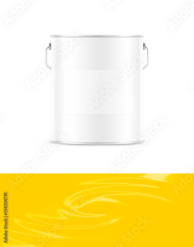 Realistic metal bucket with a handle. Vector illustration isolated on white background. Perfect for your design. EPS10.	