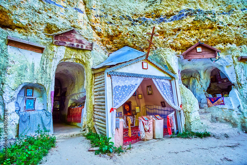 The outdoor chapel of Bakota Cave Monastery, Bakota, Ukraine photo