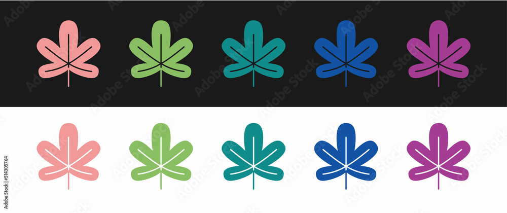 Set Chestnut leaf icon isolated on black and white background. Vector Set Chestnut leaf icon isolated on black and white background. Vector