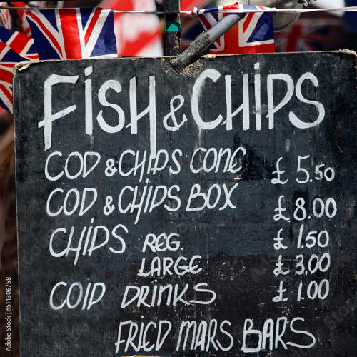 Fish and chips street sign #514306758