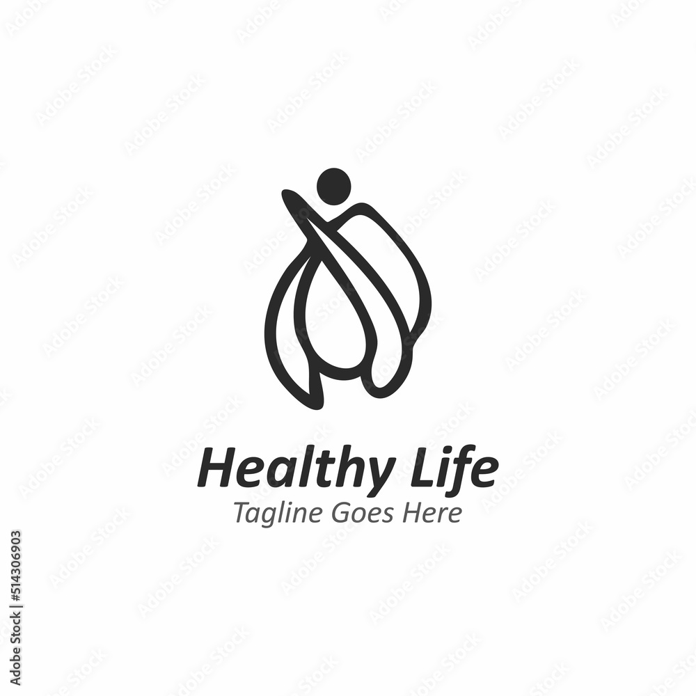 People leaf wellness logo abstract nature design Vector