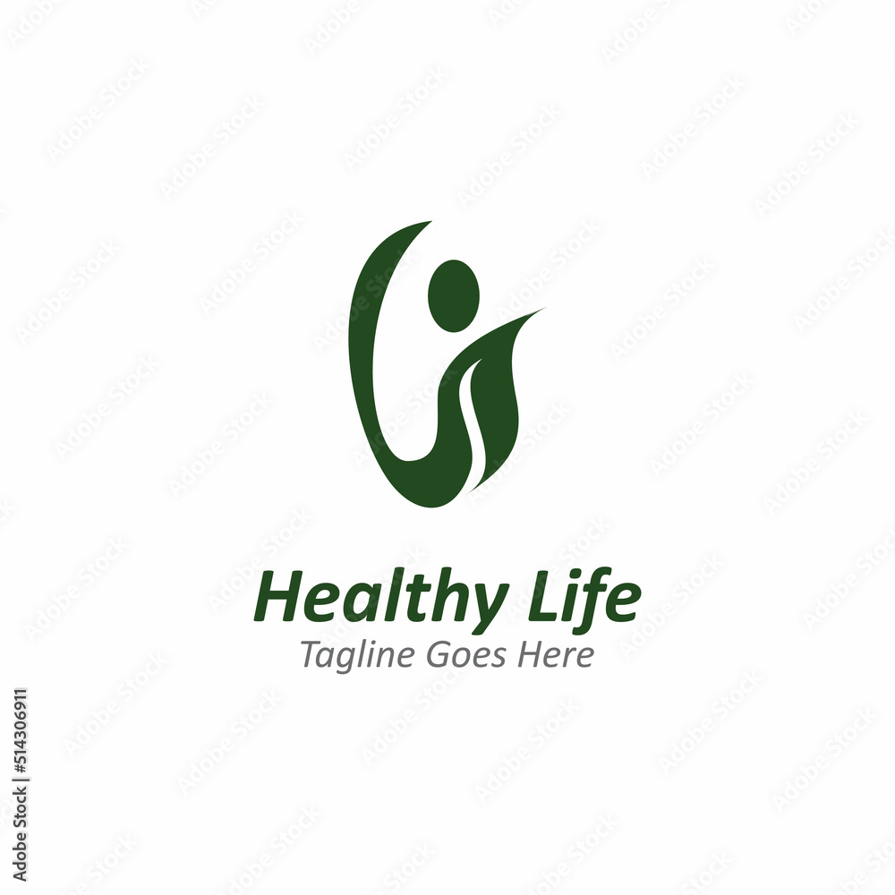 Fototapeta premium People leaf wellness logo abstract nature design Vector