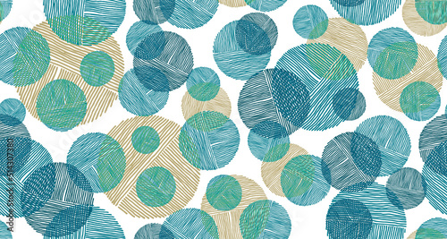 Scribble circle shapes of lines seamless pattern graphic design