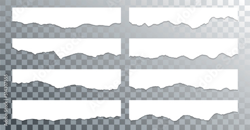 Torn edges of paper, craft design elements vector collection. Ripped edges paper borders