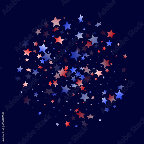 Flying red blue white star sparkles vector american patriotic background. © SunwArt