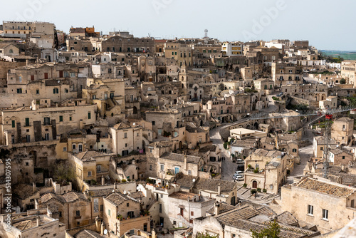 Great view of residential dwellings in Matera, Italy