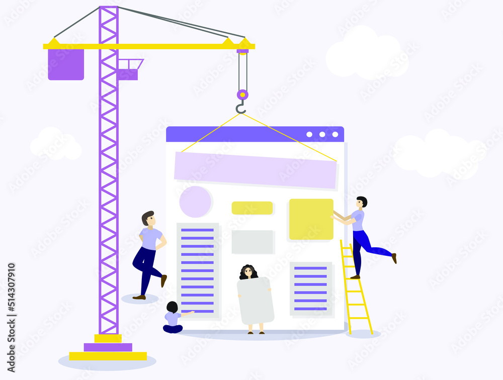 illustration in flat design style on the theme of web development.