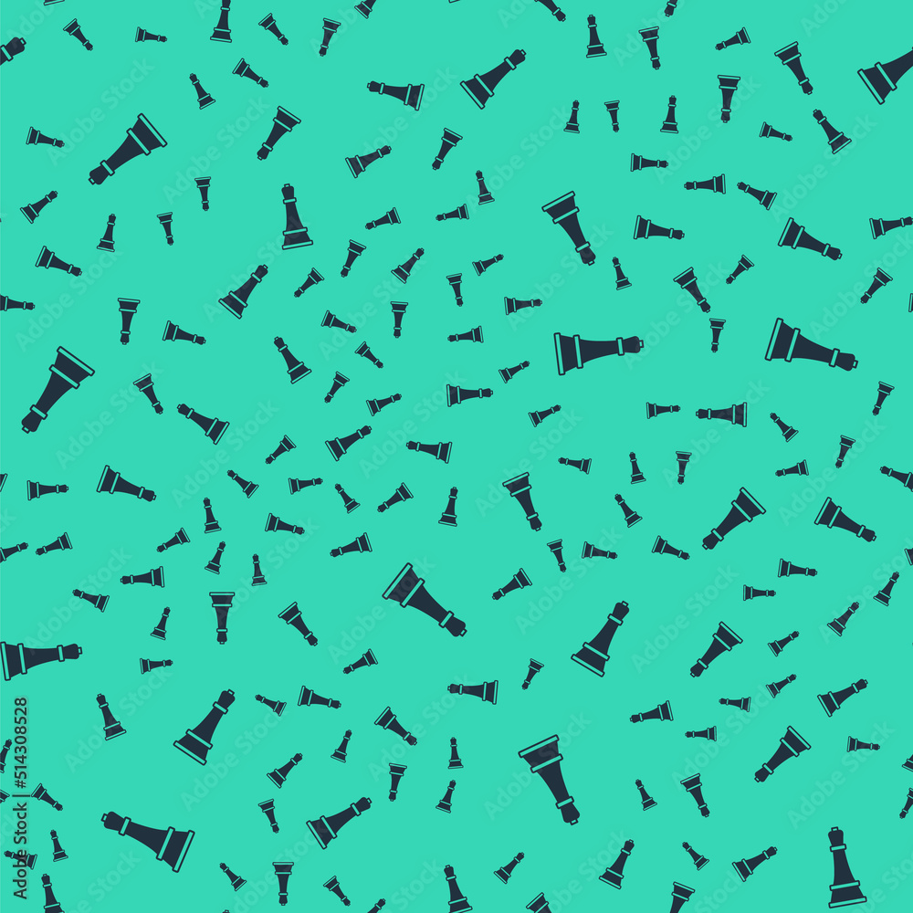 Black Chess icon isolated seamless pattern on green background. Business strategy. Game, management, finance. Vector Black Chess icon isolated seamless pattern on green background. Business strategy. Game, management, finance. Vector
