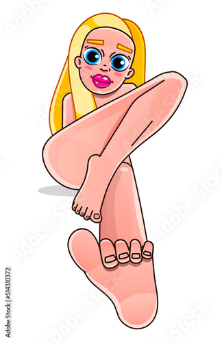 girl in a bikini illustration EPS10. Transparent objects and opacity masks used to draw shadows and light
