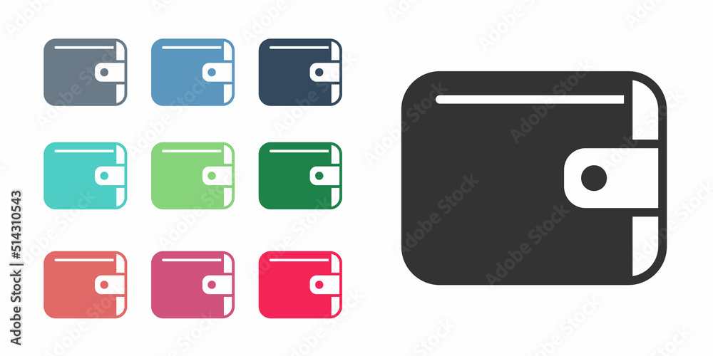 Black Wallet icon isolated on white background. Purse icon. Cash savings symbol. Set icons colorful. Vector Black Wallet icon isolated on white background. Purse icon. Cash savings symbol. Set icons colorful. Vector