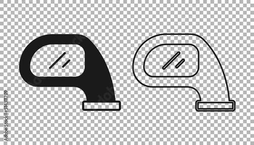 Black Car mirror icon isolated on transparent background. Vector