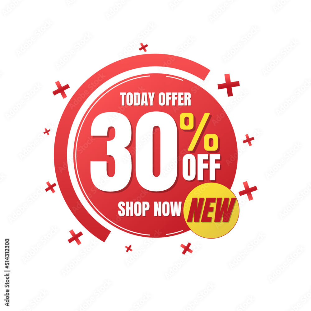30% percent off, shop, now, Today offer, 3D red and yellow design of a bubble, new discount offers , Vector illustration, Thirty 30% percent off, shop, now, Today offer, 3D red and yellow design of a bubble, new discount offers , Vector illustration, Thirty