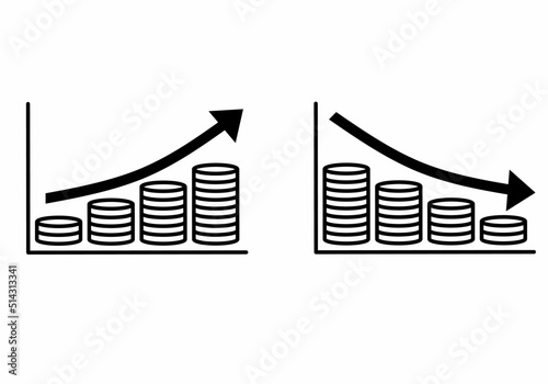 
graphic icon, symbol of financial decline and growth