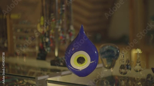 big evil eye bead close-up video shoot