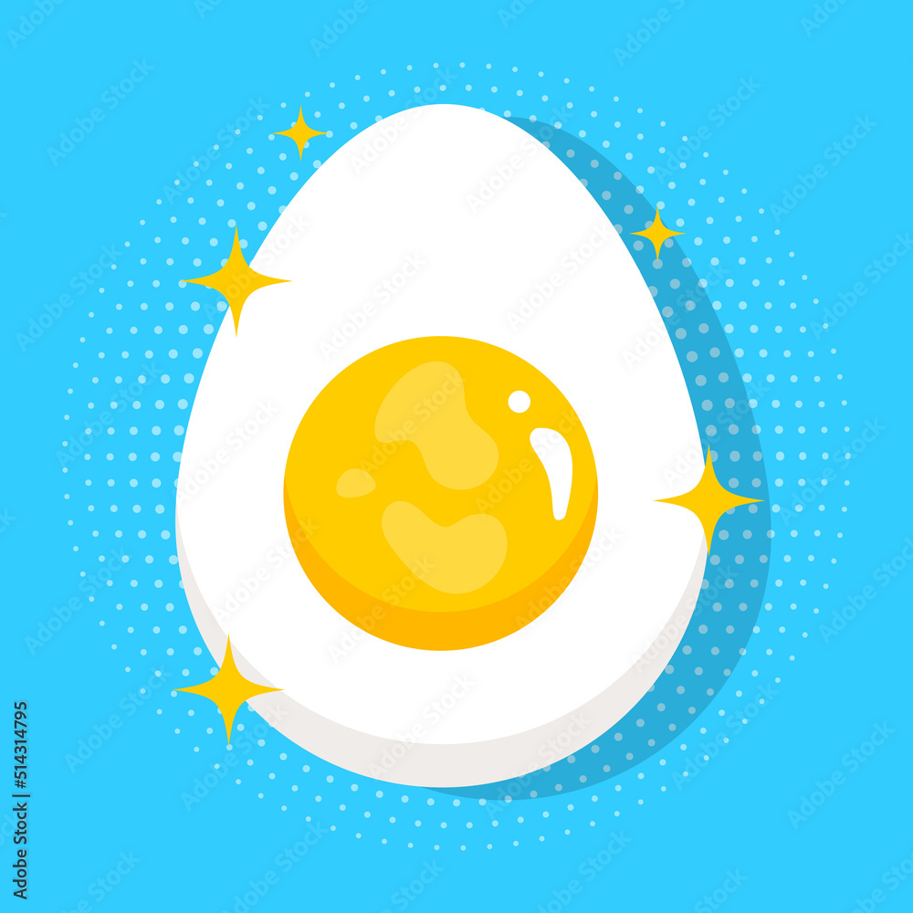 Sticker egg in pop art style, juicy colours. Icon on pop art retro vintage background. Trendy ...