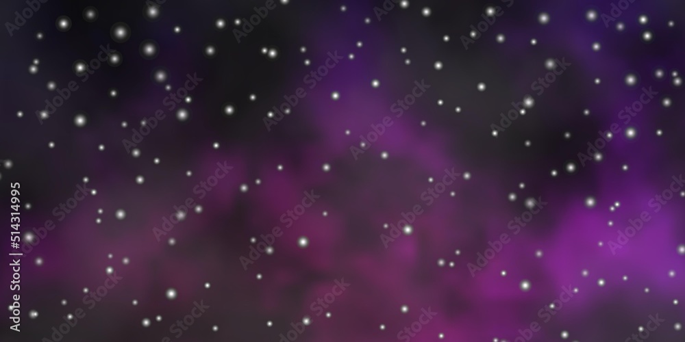 Fototapeta premium Dark Pink vector background with small and big stars.