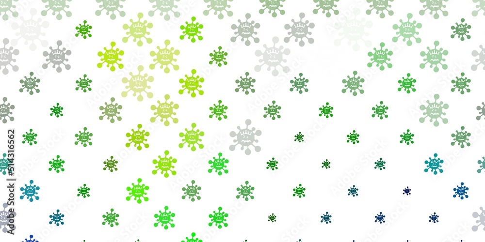 Light Blue, Green vector pattern with coronavirus elements. Light Blue, Green vector pattern with coronavirus elements.