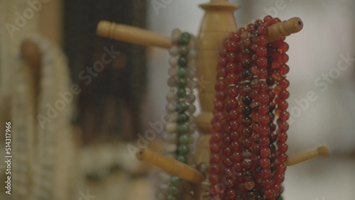 close-up video shoot of handmade bead necklaces