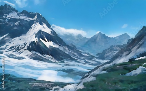 illustration of snow covered mountains