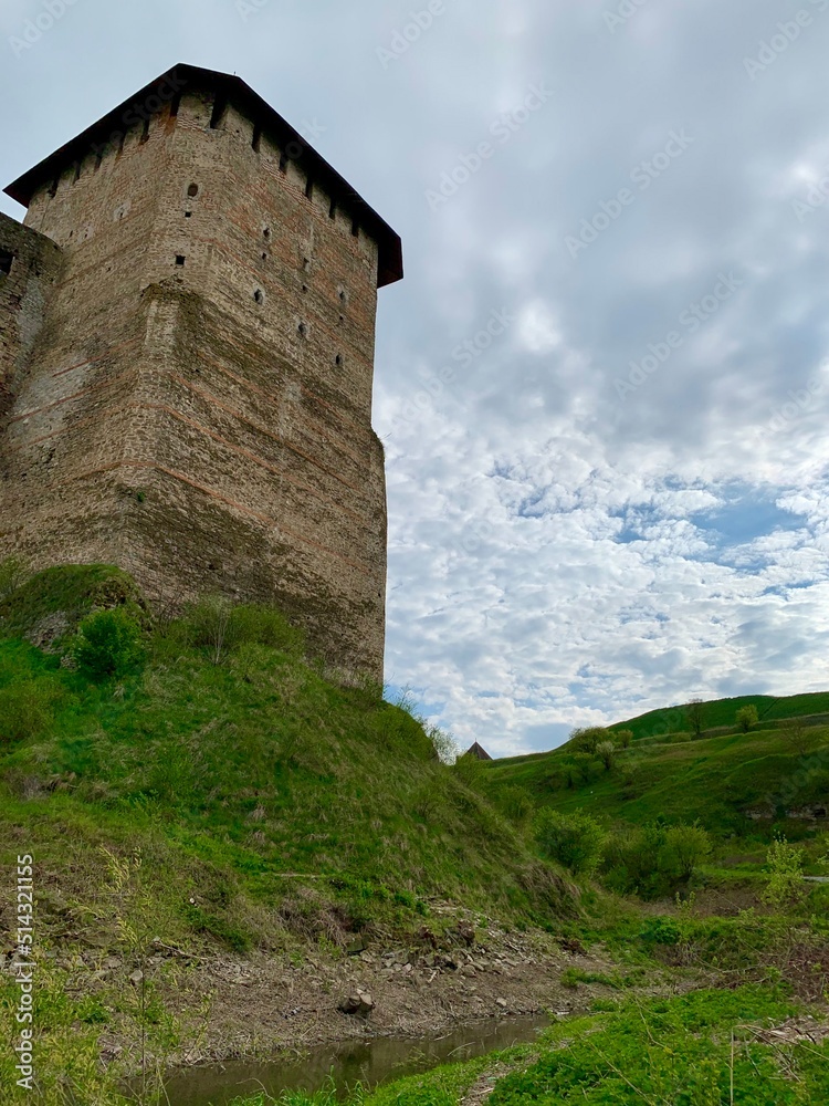 ruins of castle. tower Khotyn Ukraine. 