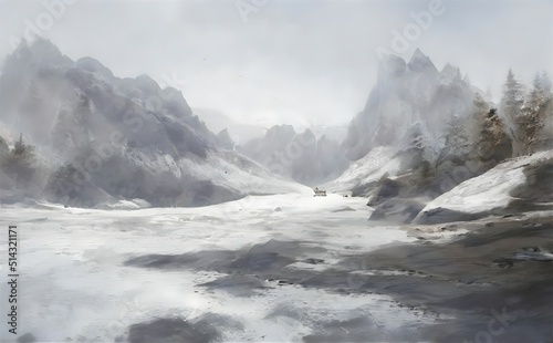 Wallpaper Mural winter mountain landscape with snow Torontodigital.ca