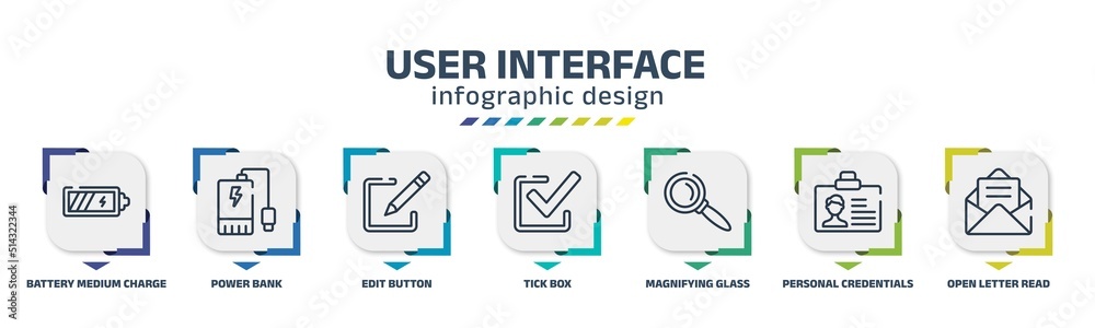 user interface infographic design template with battery medium charge ...
